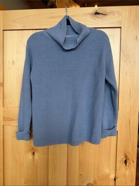 J. Jill Waffle Knit Cowl Neck Sweater, Size Small, Slate Blue